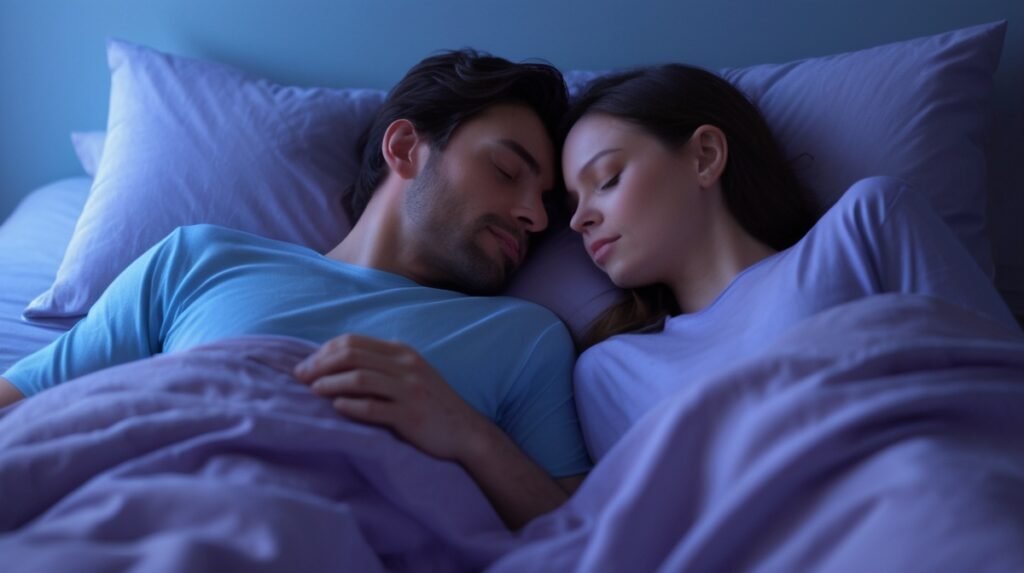 casal dormindo tranquilo lado a lado