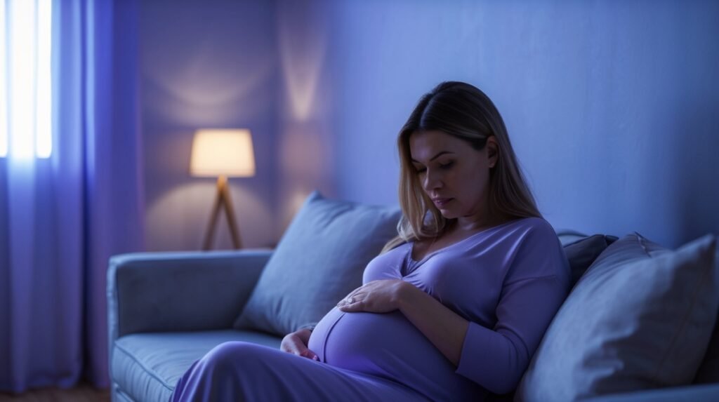 gestante cansada durante o dia após noite maldormida