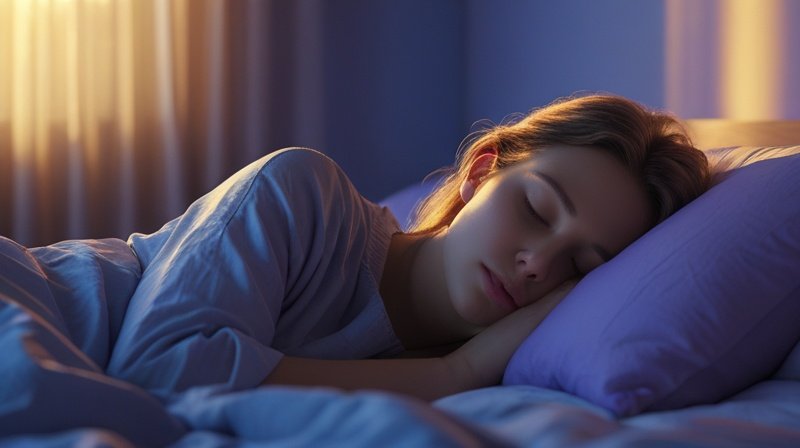 pessoa dormindo bem com a rotina de sono regulada.