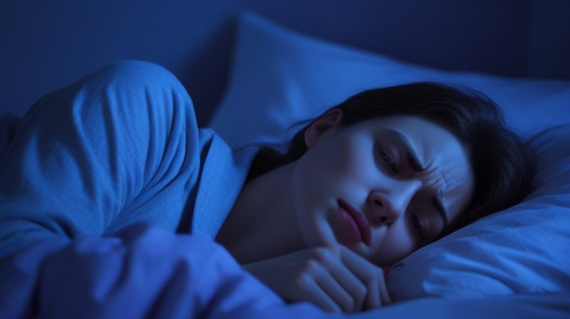 pessoa incomodada tentando dormir usando um anel